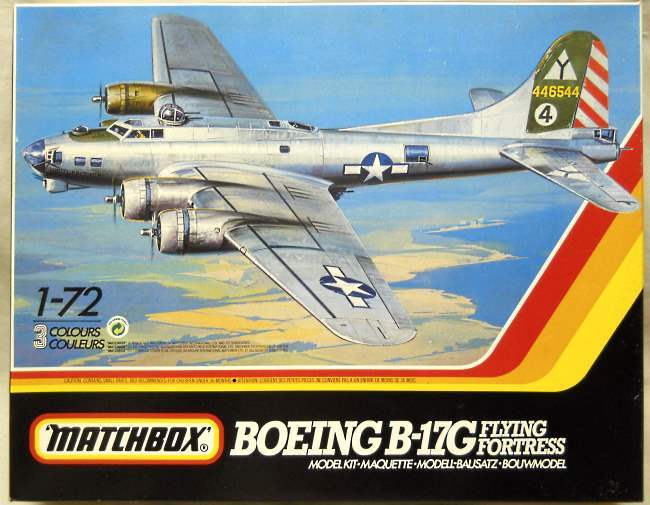 Matchbox 1/72 Boeing B-17G Flying Fortress with Regular and Cheyenne Tail - 'Kwiturbitchin II' 414 BS 97 BG 15 Air Force Italy 1945 / 'Hikin' For Home' 322 BS 91 BG 8th Air Force / '2nd Patches' 346 BS 99 BG 15th Air Force Italy 1944, 40603 plastic model kit